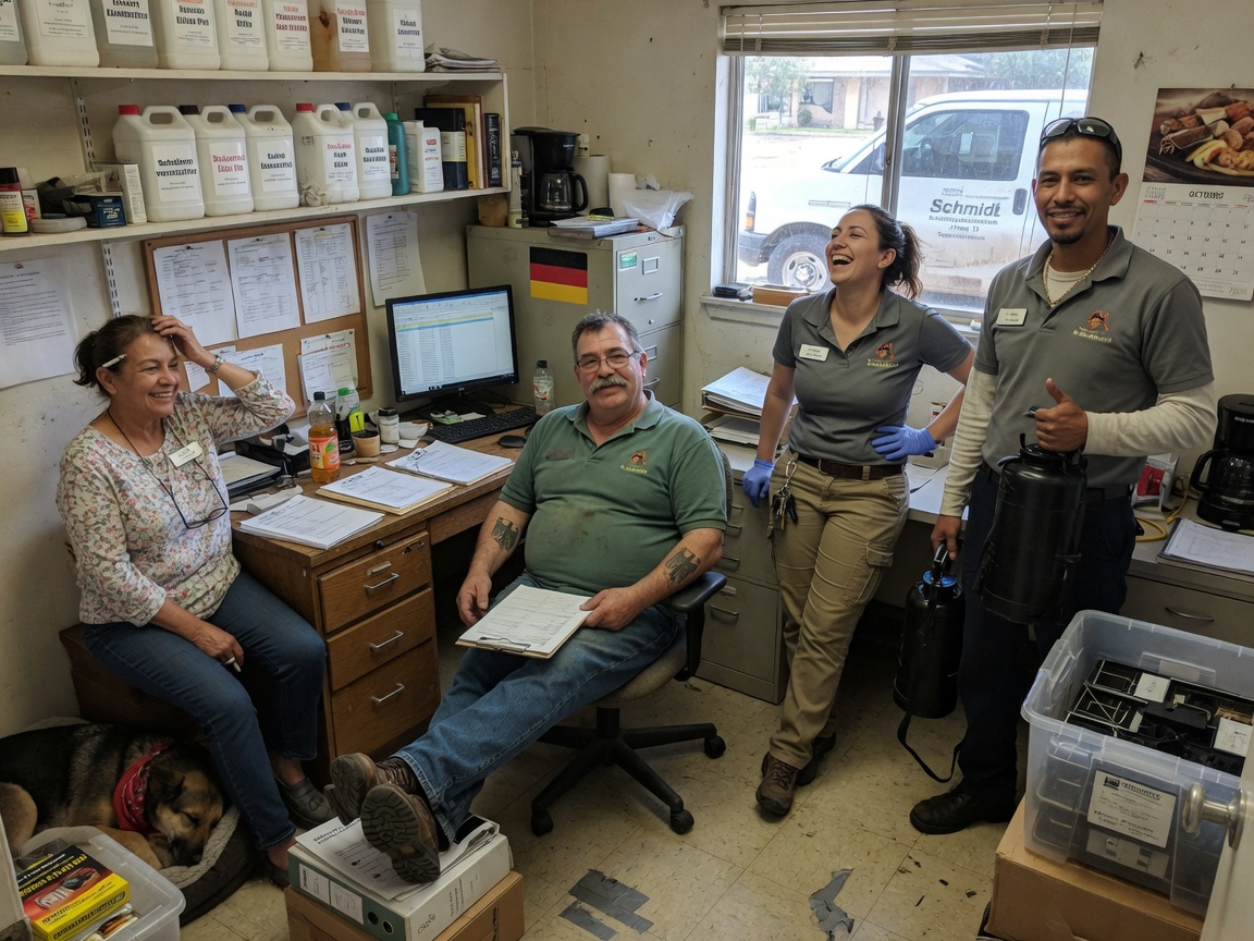 The Pharr cockroach Control Pros team at work in Pharr